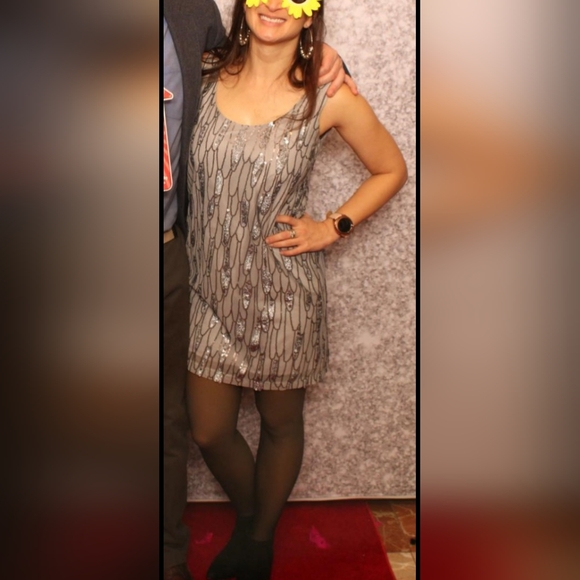 BB DAKOTA Roselyn Silver Sequin Sleeveless Mini Shift Dress - Picture 2 of 15